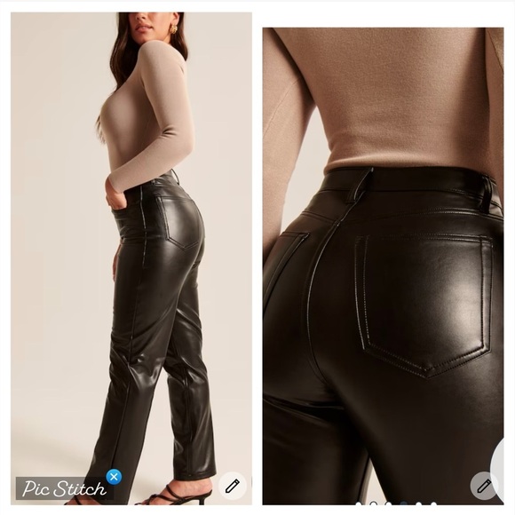 Abercrombie & Fitch Curve Love 90’s Straight Faux Leather Pants - Picture 2 of 11